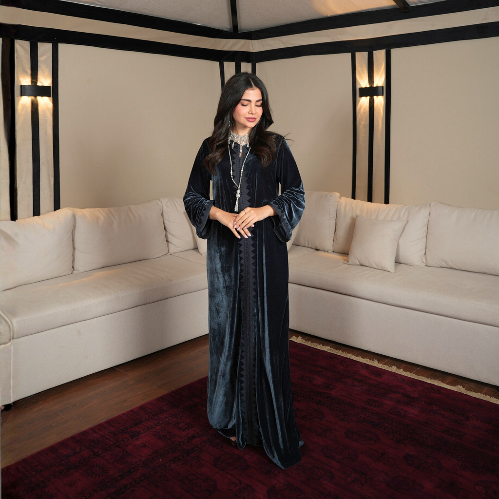 Velvet Carbon Kaftan by Mystique Design