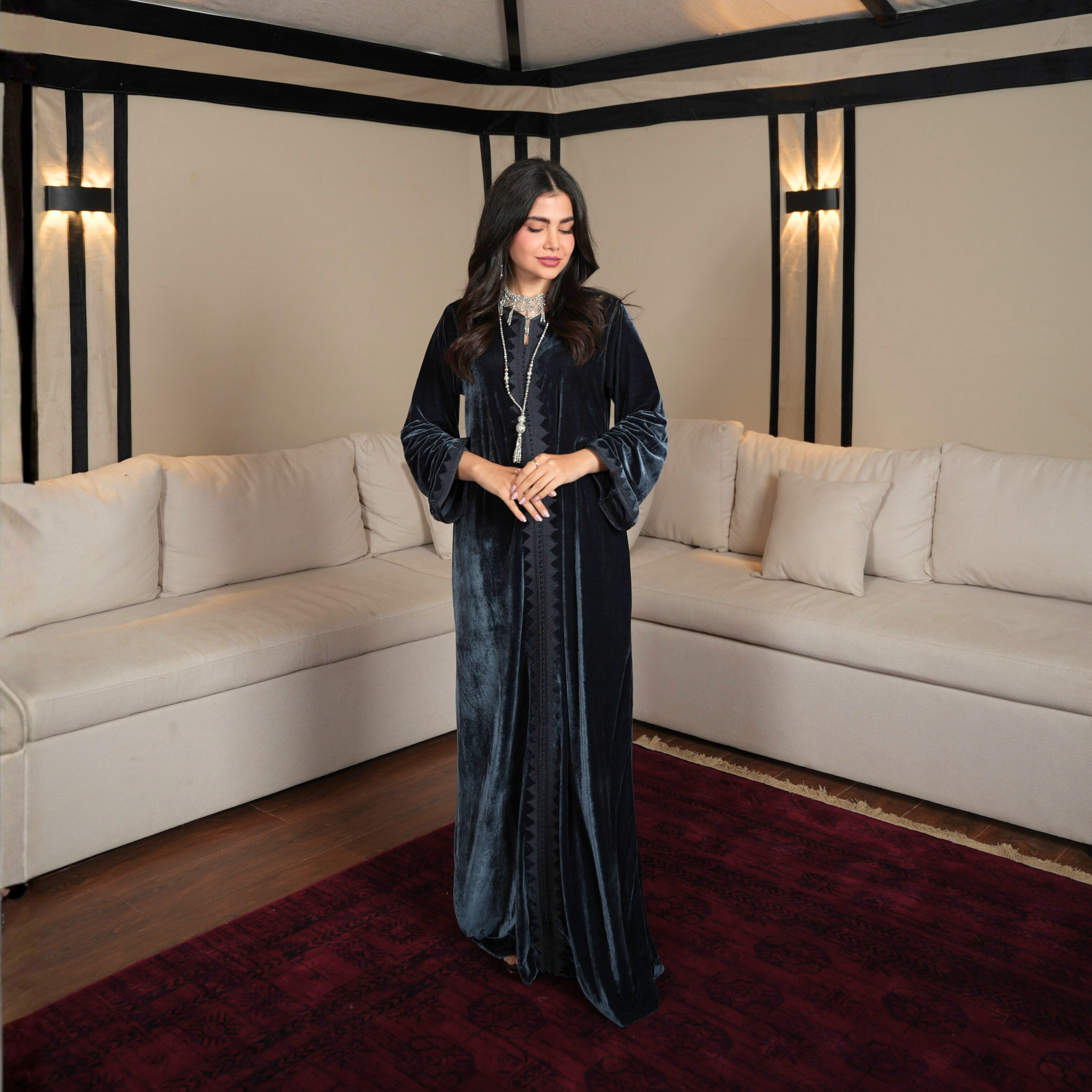 Velvet Carbon Kaftan by Mystique Design