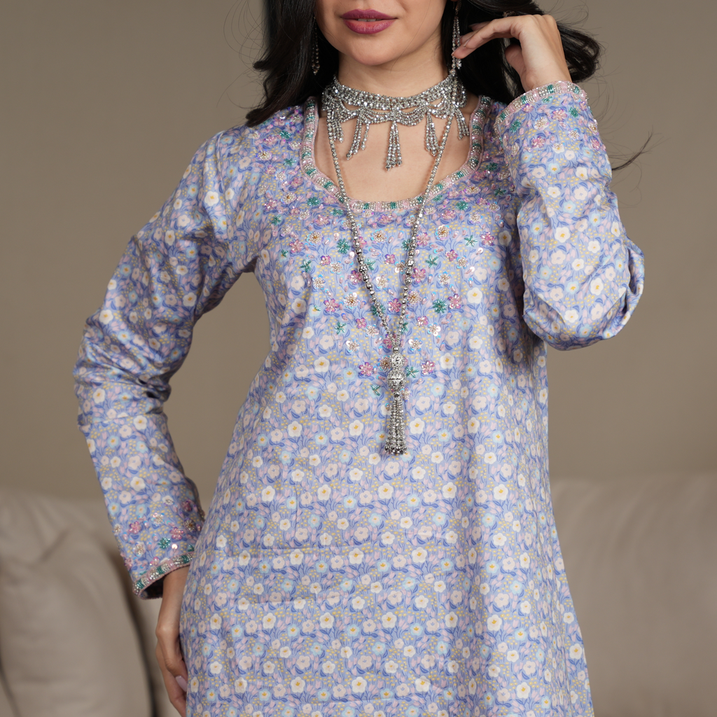 Blue Garden Kaftan by Mystique Design