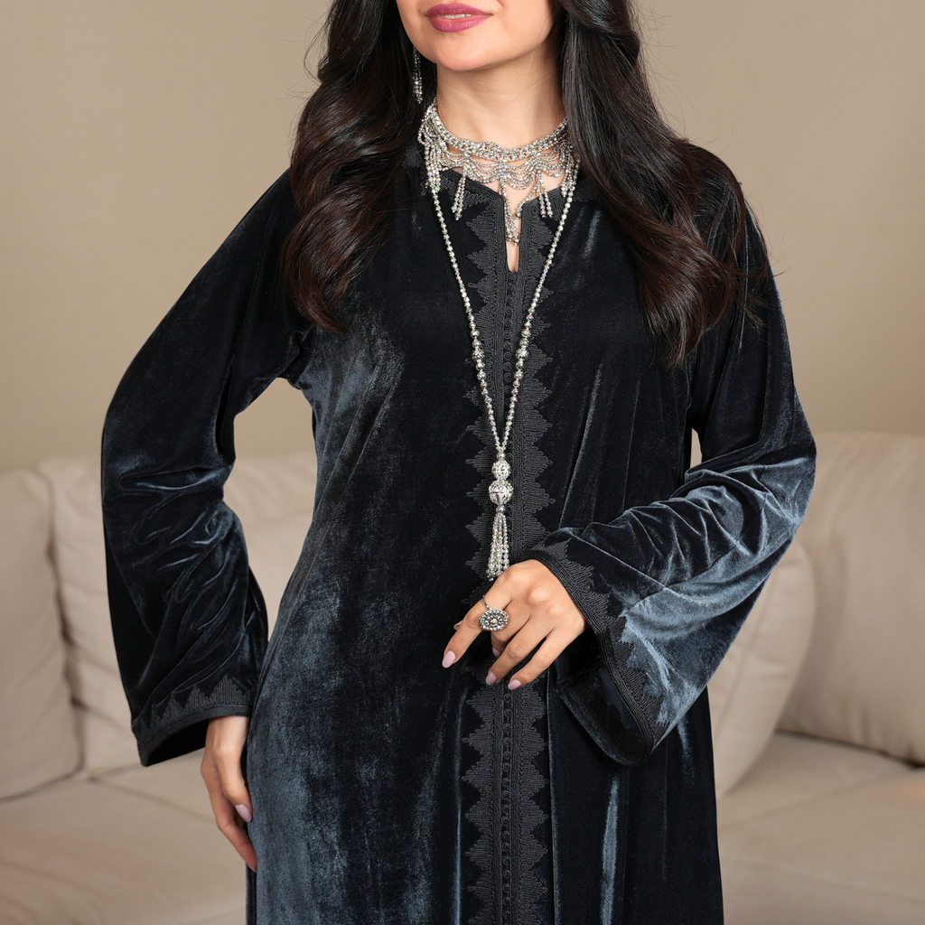 Velvet Carbon Kaftan by Mystique Design
