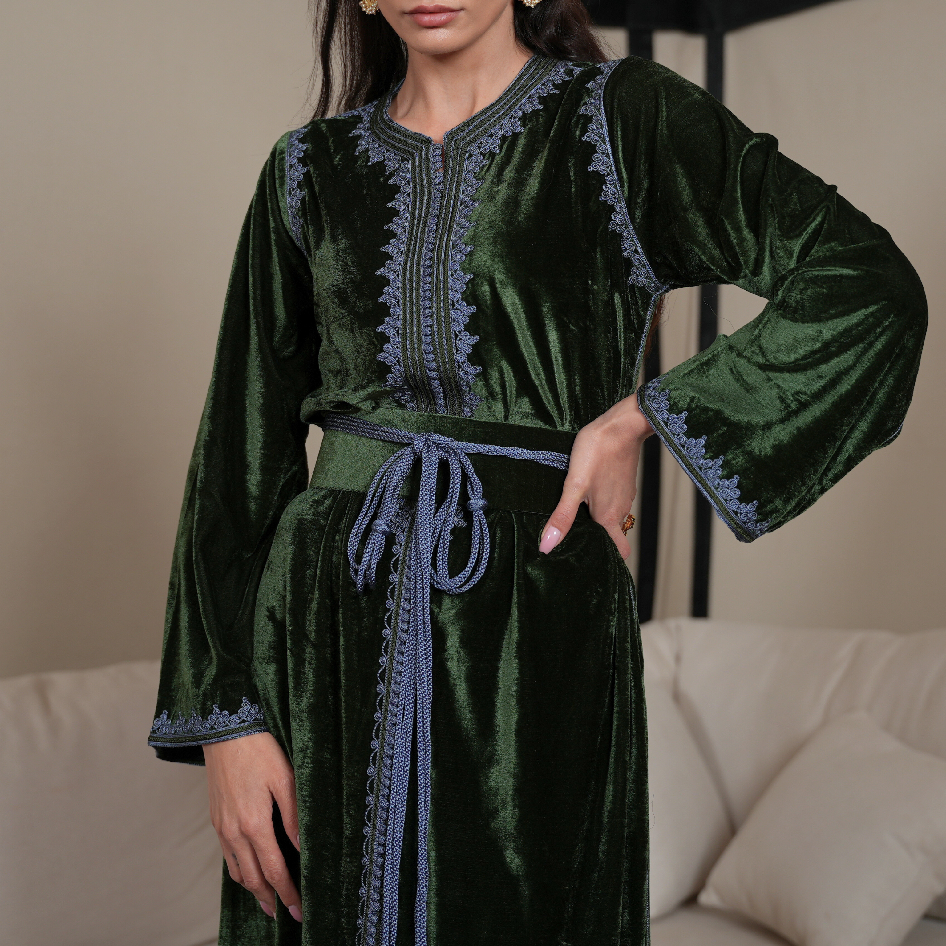 Velvet Verdant Kaftan by Mystique Design
