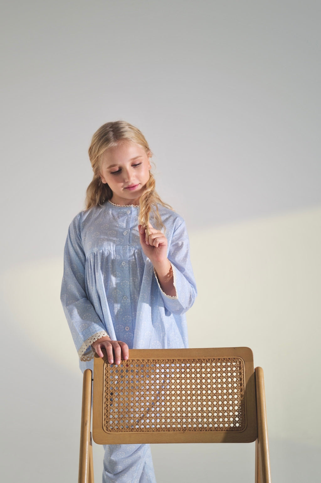 Lace Trim Floral Pajama Set by Mystique Design