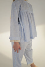 Lace Trim Floral Pajama Set by Mystique Design