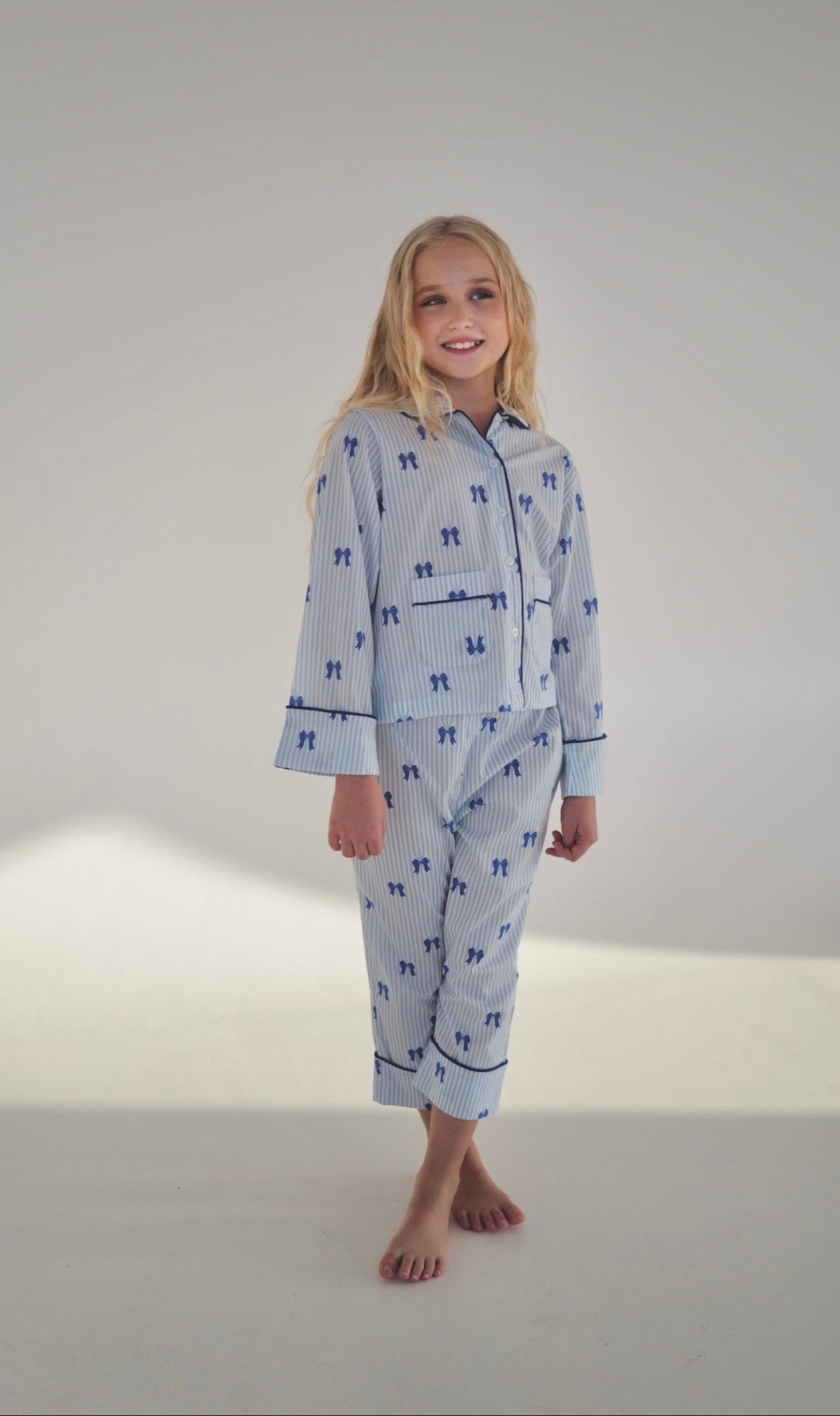 Bow Stripe Pajama Set by Mystique Design