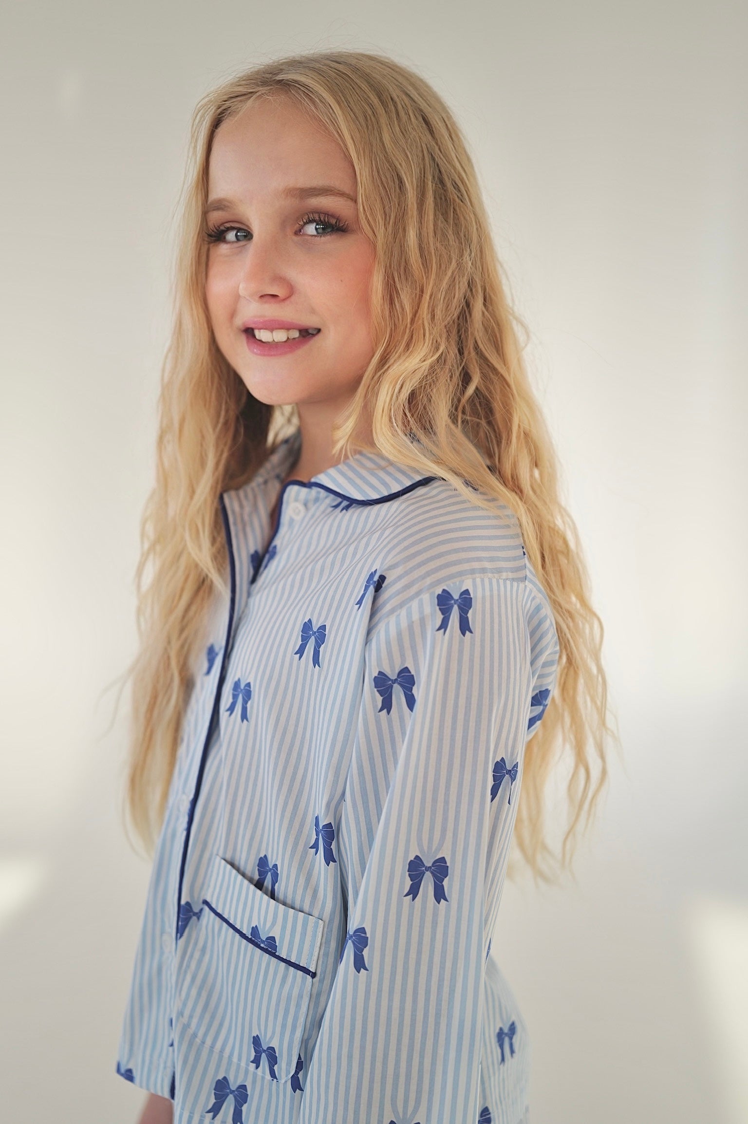 Bow Stripe Pajama Set by Mystique Design