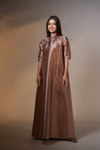 Chocolate Mikado Silk Kaftan by Mystique Design