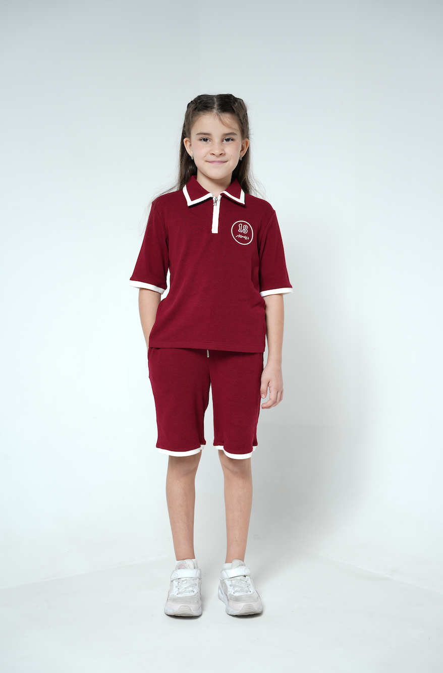 Maroon Polo and Shorts Set — Qatar National Day by Mystique Design