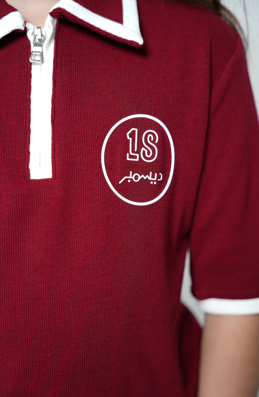 Maroon Polo and Shorts Set — Qatar National Day by Mystique Design