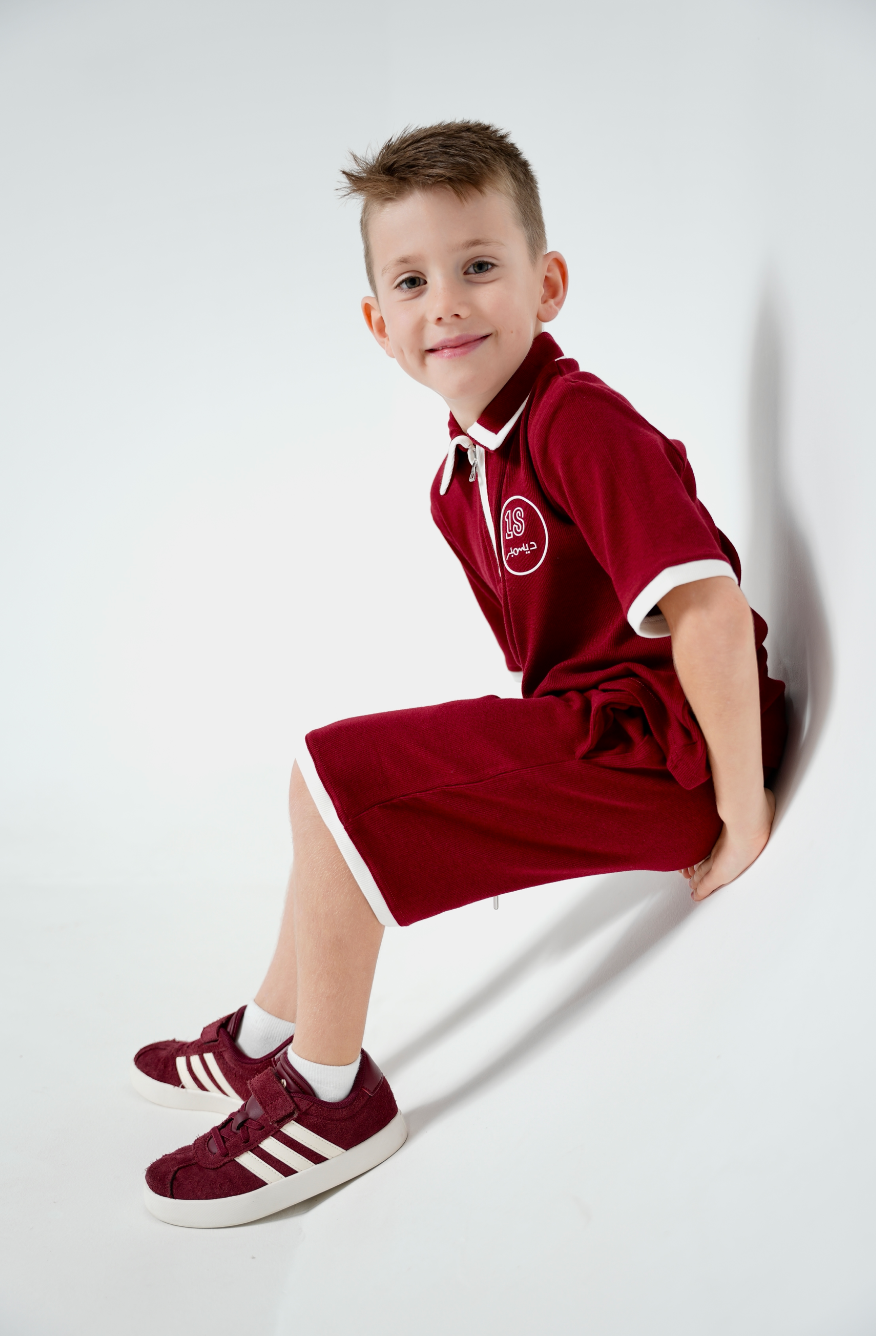 Maroon Polo and Shorts Set — Qatar National Day by Mystique Design