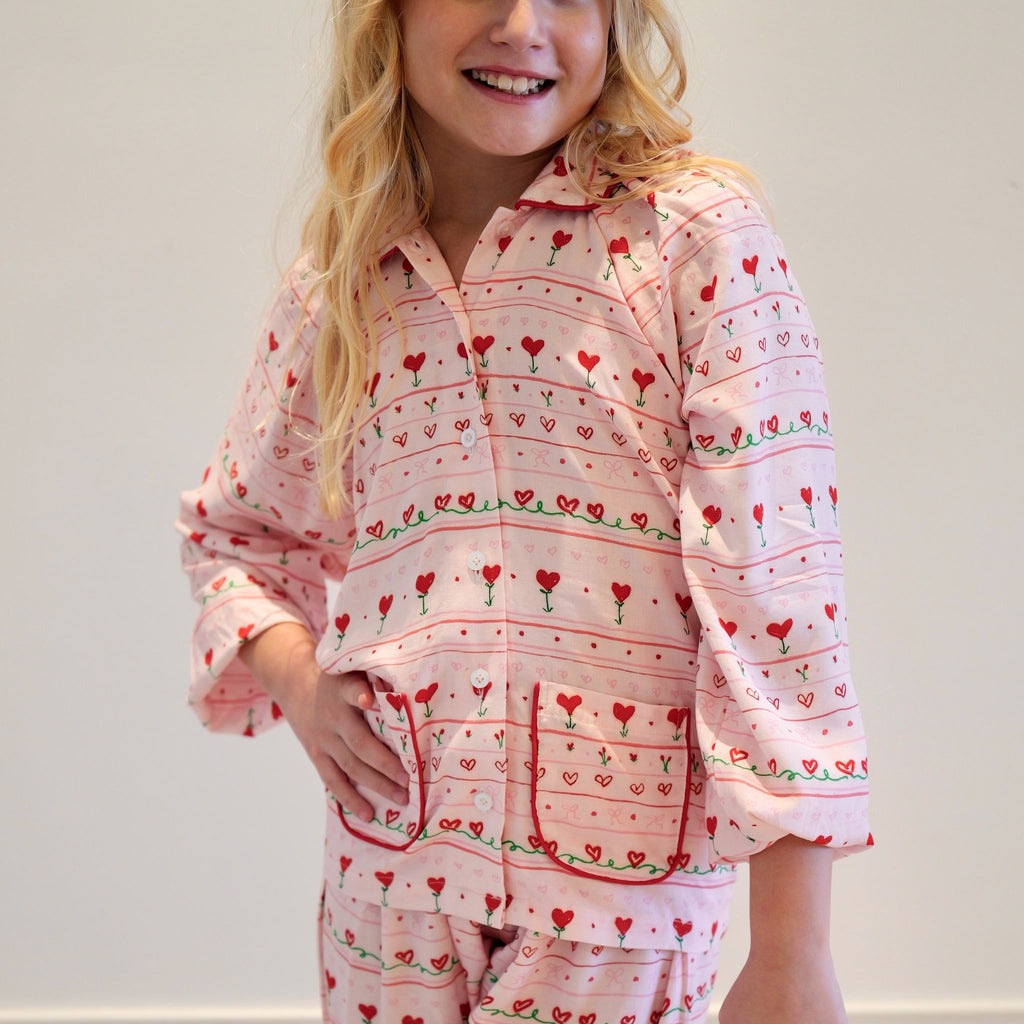 Rosy Heart Print Pajama Set by Mystique Design