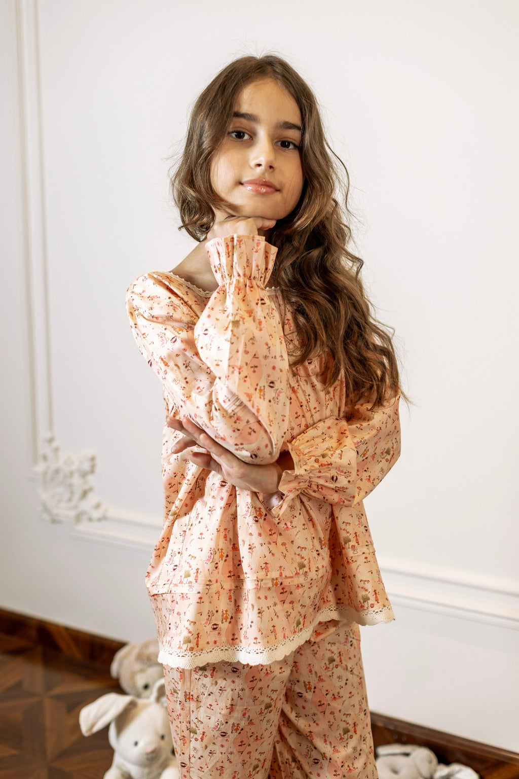 Picnic Parade Long Pajama Set by Mystique Design
