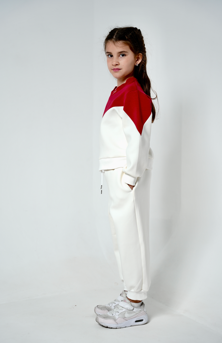 White and Maroon Sweater and Jogger Set — Qatar National Day by Mystique Design