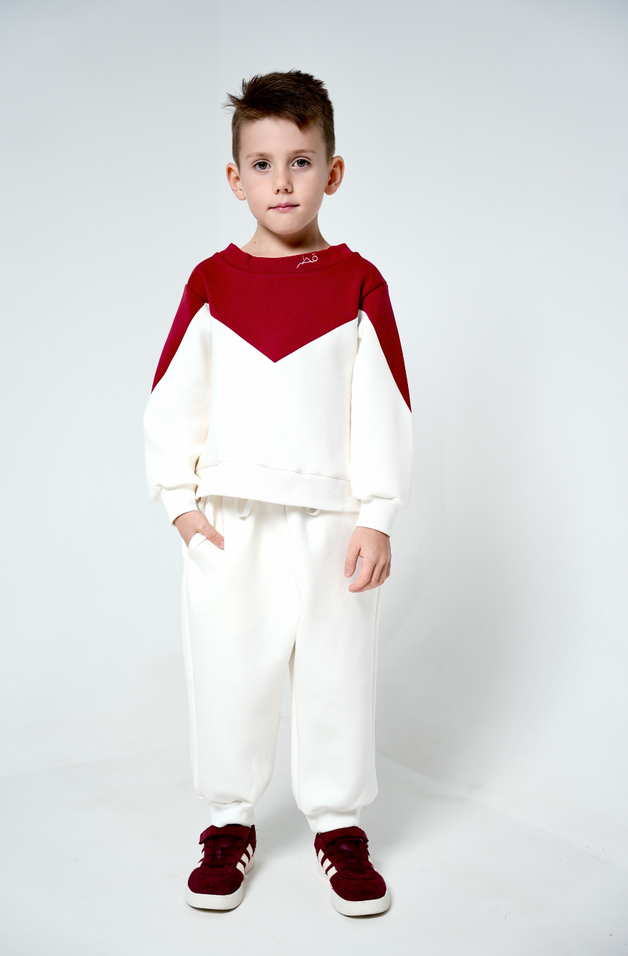 White and Maroon Sweater and Jogger Set — Qatar National Day by Mystique Design