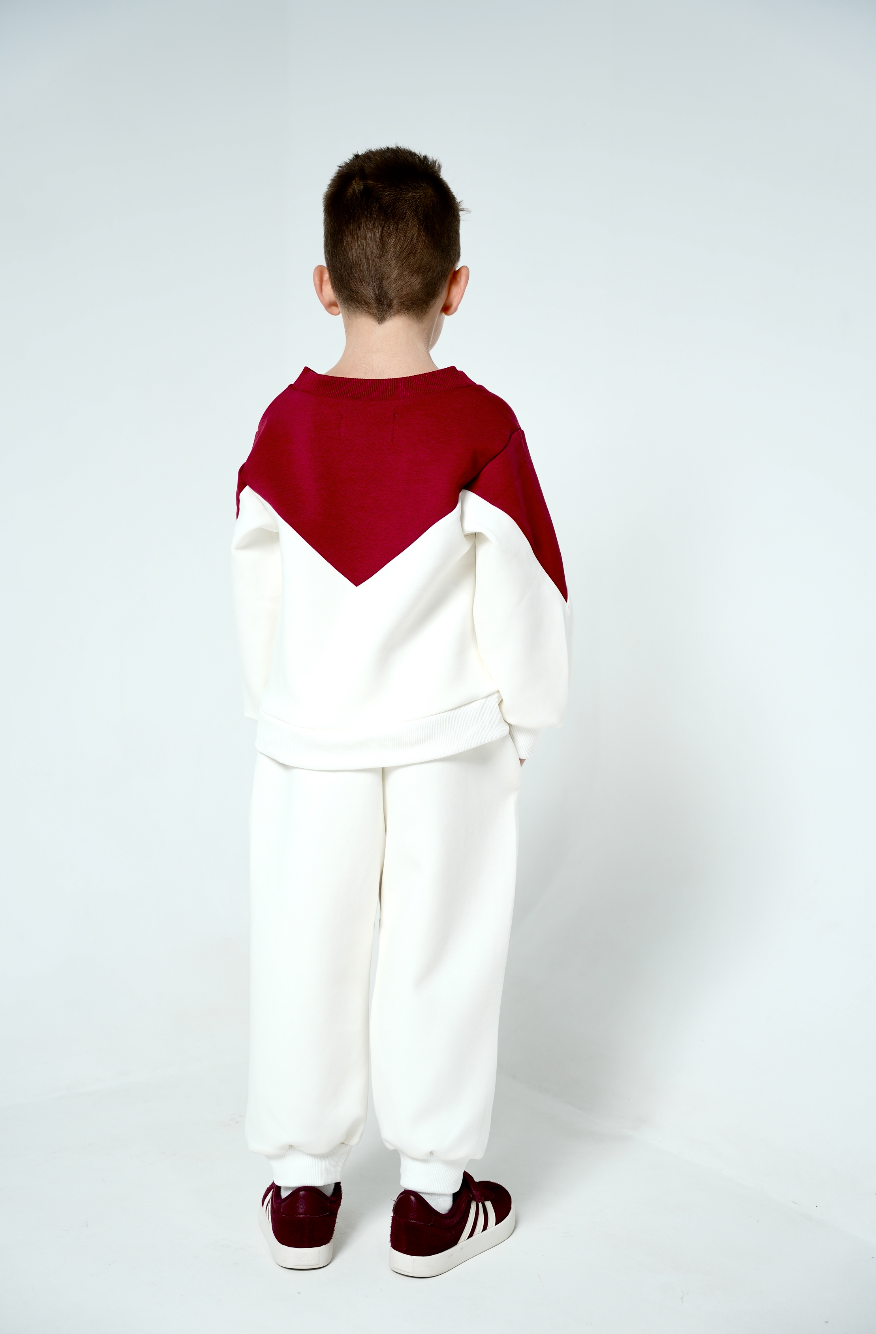 White and Maroon Sweater and Jogger Set — Qatar National Day by Mystique Design
