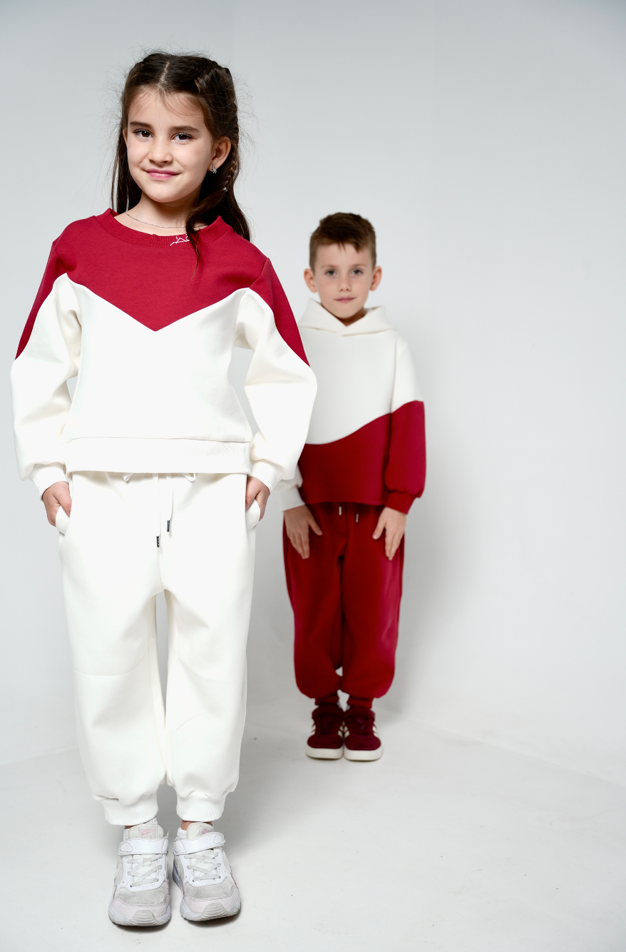 White and Maroon Sweater and Jogger Set — Qatar National Day by Mystique Design